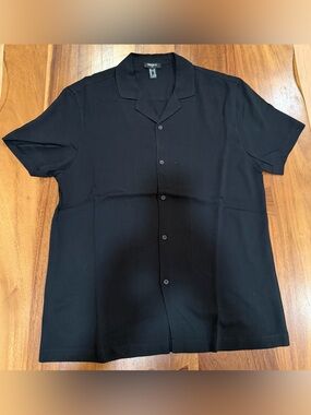 Forever 21 Black Camp Collar Silk Shirt